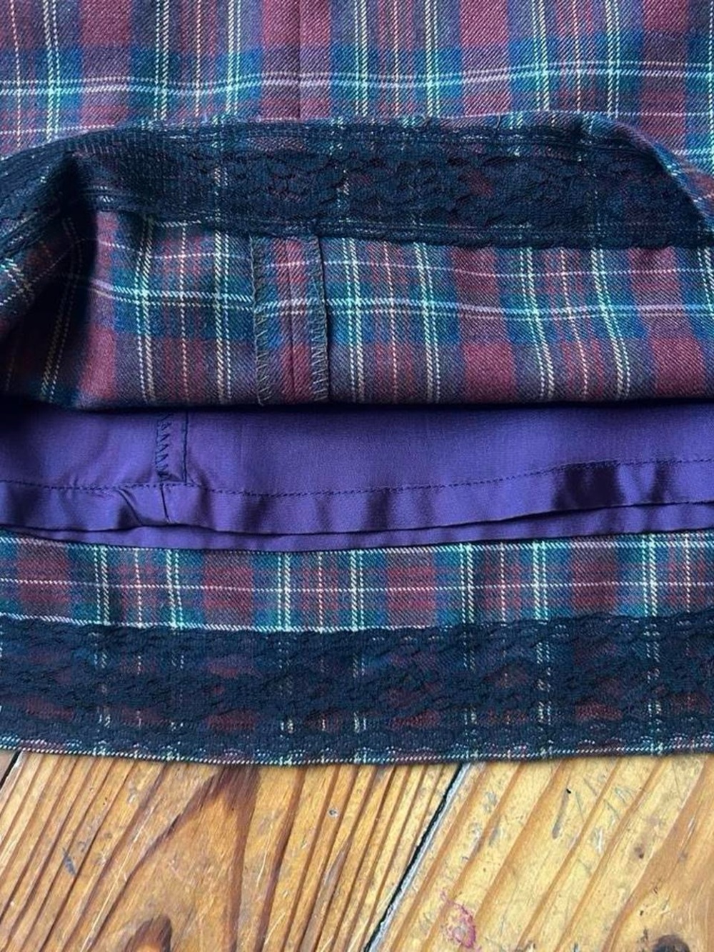 Vintage Lady Thompson Red and Green Plaid A-Line Midi Skirt - Picture 5 of 7